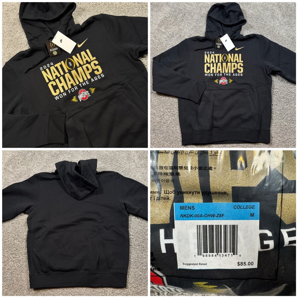 Ohio State Buckeyes Nike 2024 National Champions Locker Room Hoodie Black M NEW